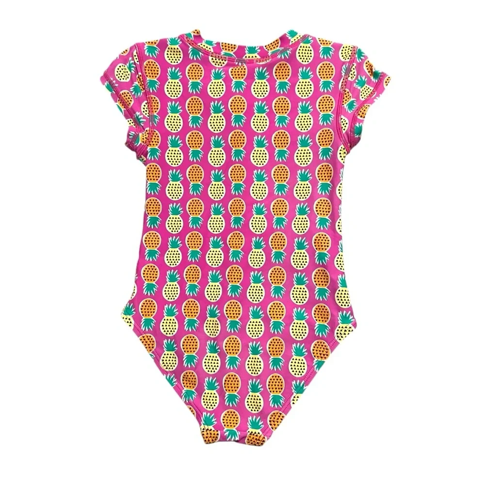 Tea Collection 5Y Pink Pineapple Rashguard One-Piece Swim Bathing Suit